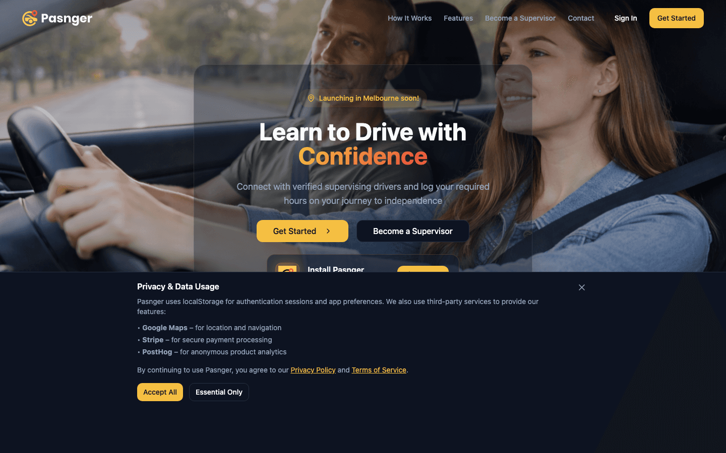 Pasnger website screenshot